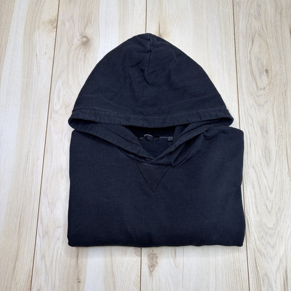 Theory Men's Performance Pullover Hoodie Black Size Large Stretch Pocket